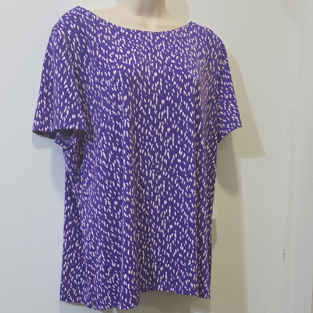 Liz Claiborne Purple and White Short Sleeve Top